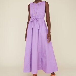 Xirena Rhiannan Drawstring Poplin Cotton Maxi Dress In Wild Violet Size Small